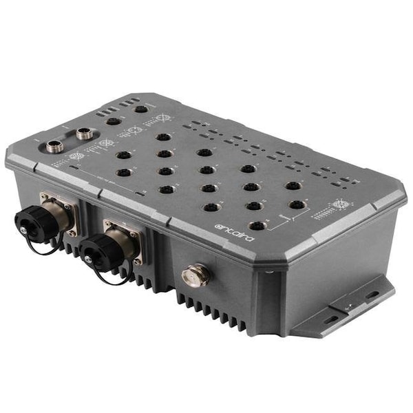 Antaira 18-Port Industrial M12 IP67 Waterproof Gigabit PoE+ Light Layer 3 Managed Ethernet Switch - LMP-1802G-M12-10G-SFP-67-110-T