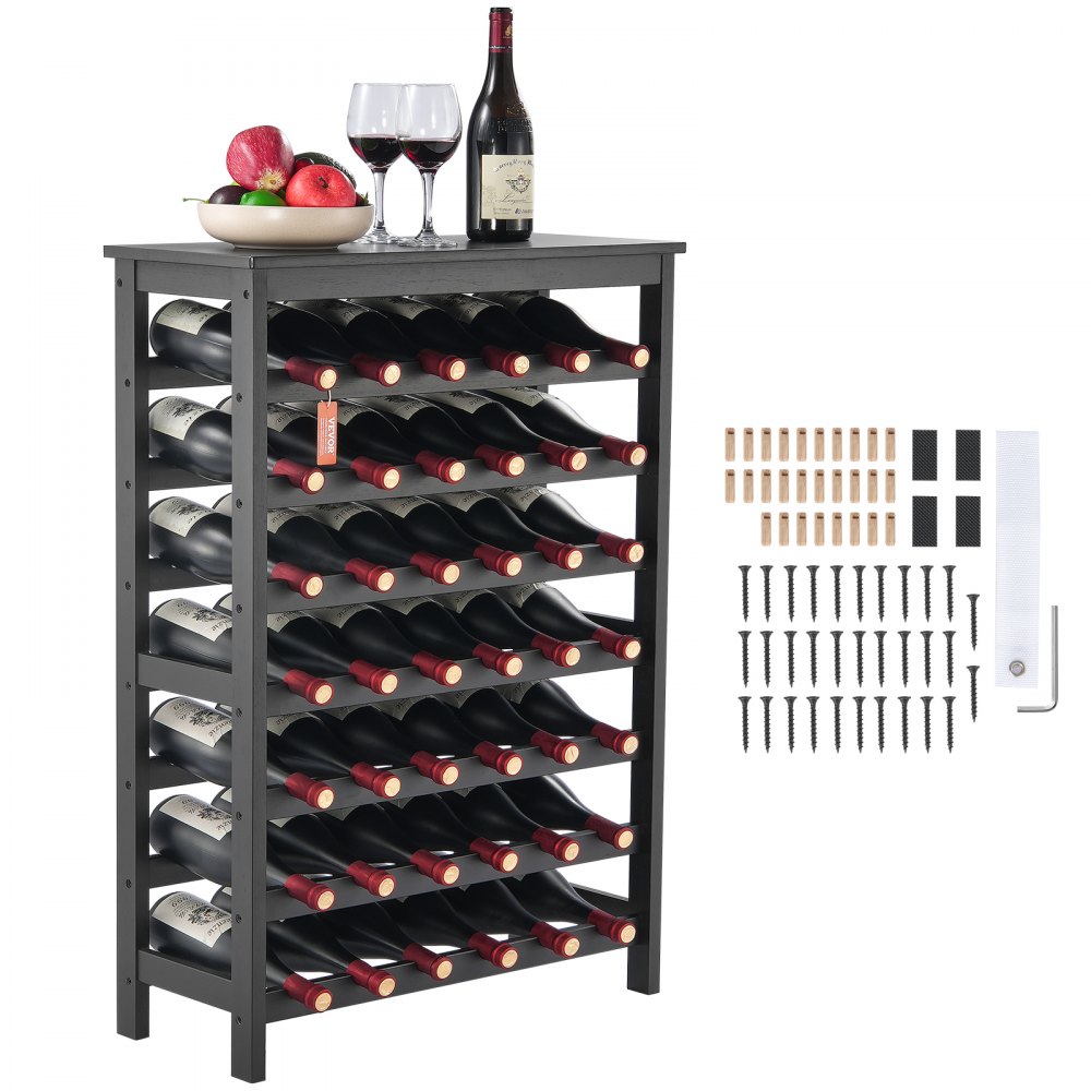 VEVOR 42 Bottle 7-Tier Modular Wine Rack Bamboo Wood Display Shelf with TableTop - LSJJHSZZ42P7VA2DFV0