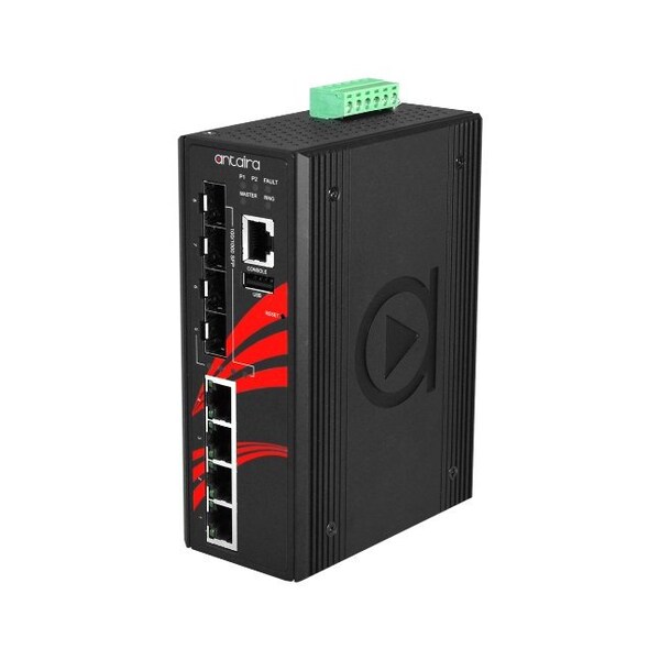 Antaira 8-Port Industrial PoE+ Gigabit Light Layer 3 Managed Ethernet Switch - LMP-0804G-SFP