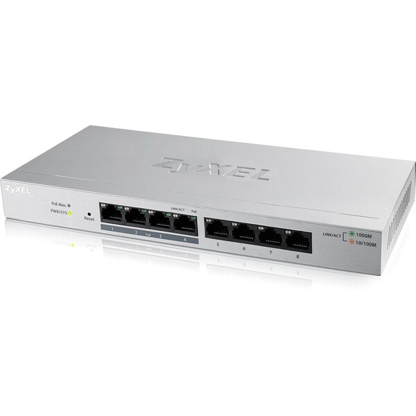 Zyxel Communications Gs1200-8Hp - Fanless 8 Port Gbe Poe+ L2 Web Managed Switch (60W) - GS1200-8HP