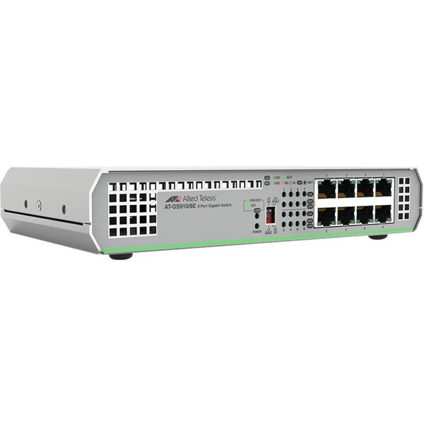 Allied Telesis 8 Port 10/100/1000Tx Unmanaged Switch w/ External Power Supply Us - AT-GS910/8E-10