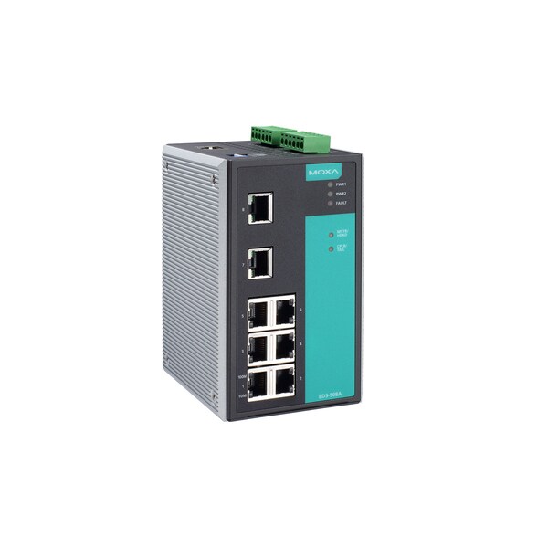 Moxa Managed Ethernet Switch W/ 8 10/100BasetXPorts, -40 To 75 Degrees C - EDS-508A-T