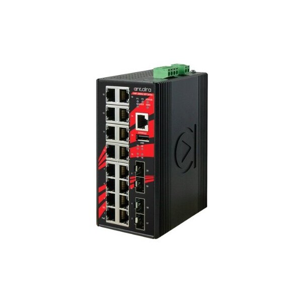 Antaira 20-Port IndustriaL PoE+ Light Layer 3 Managed Ethernet Switch, w/16*10/100/1000Tx 3 - LMP-2004G-SFP