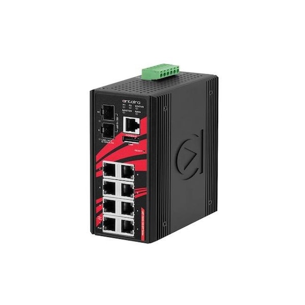 Antaira 10-Port Industrial PoE+ Light Layer 3 Gigabit Managed Ethernet Switch - LMP-1002G-10G-SFP-24