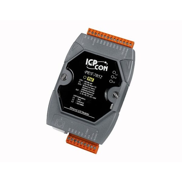 Icp Das 8 channel Digital Input and 8 channel Digital Output with 32-bit Counters PoE Mod - PET-7052