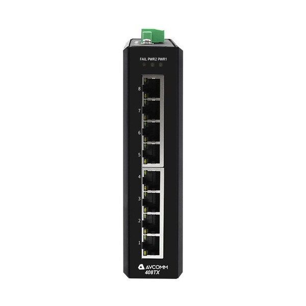 Avcomm 8-Port Unmanaged Industrial Ethernet Switches, 10/100 Mb 8-Port - 408TX