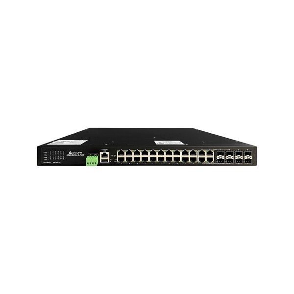 Avcomm 28-Port Layer3 Industrial POE/POE+ Switch - 6028GX8-L3-POE