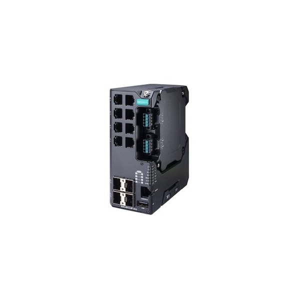 Moxa Managed Gigabit Ethernet switch with 8 10/100BaseTX ports with 802.3bt PoE,  - EDS-4012-8P-4GS-LVA
