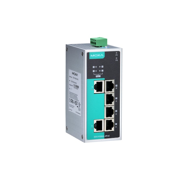 Moxa Unmgd Poe Eth. Swtch W/ 4 Poe 10/100Baset(X)Ports, Eds-P206A-4Poe-T - EDS-P206A-4POE-T
