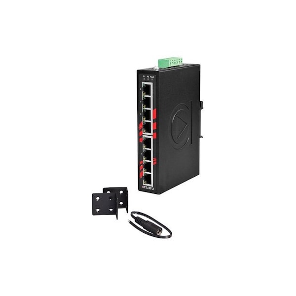 Antaira 8-Port Industrial Gigabit Unmanaged Ethernet Switch, w/8-10/100/1000Tx - LNX-800AG