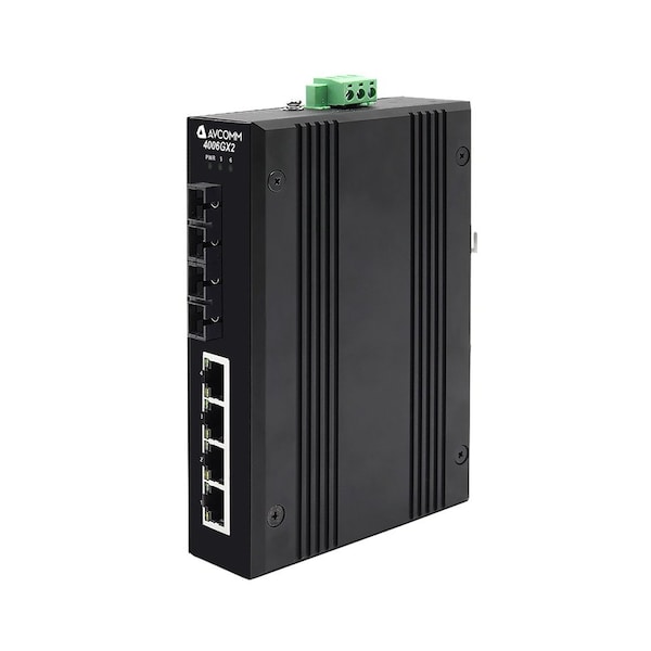 Avcomm 6-Port Industrial Unmanaged Ethernet Switch - 4006GXE2-SC-40-AC