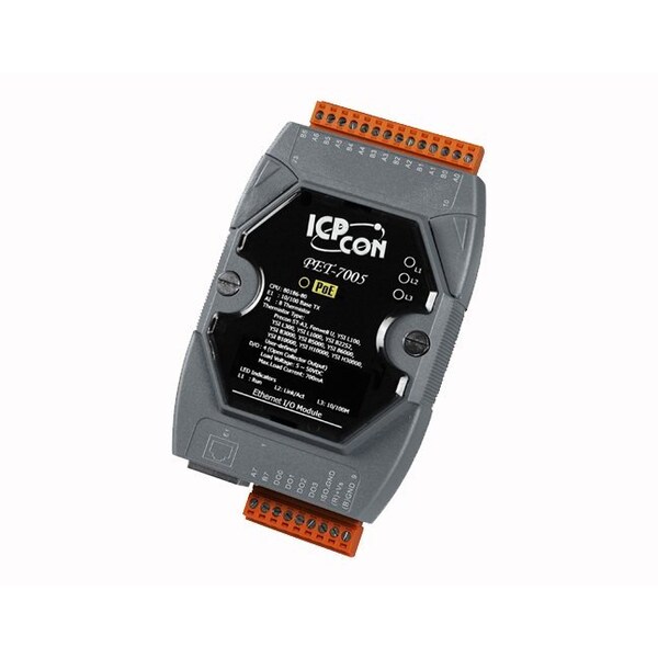 Icp Das 8-channel Thermistor Input and 4-channel Isolated Output PoE Module and Modbus TC - PET-7005