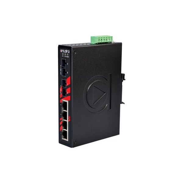 Antaira 6-Port Industrial Unmanaged Ethernet Switch, w/2-100Fx *Mulit-mode 2Km - LNX-0602-M