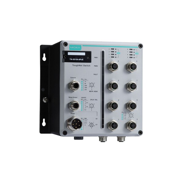 Moxa 8Few/802.3Poe+, 2 Ge M12Prts w/Bypss Funct, Tn-5510A-8Poe-2Gtxbp-Wv-Ct-T - TN-5510A-8POE-2GTXBP-WV-CT-T