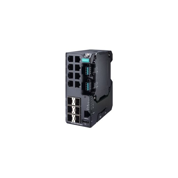 Moxa Managed Gigabit Ethernet switch with 8 10/100BaseTX ports, 4 100/1000BaseSF - EDS-4014-4GS-2QGS-LV
