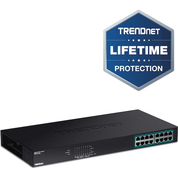 Trendnet 16-Port Greennet Gigabit Poe+ Switch (250W) - TPE-TG160G