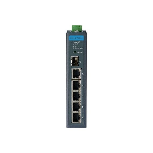 Advantech 5Ge+1G Sfp Unmanaged Ind. Poe Switch W/T, EKI-2706G-1GFPI-BU - EKI-2706G-1GFPI-BU