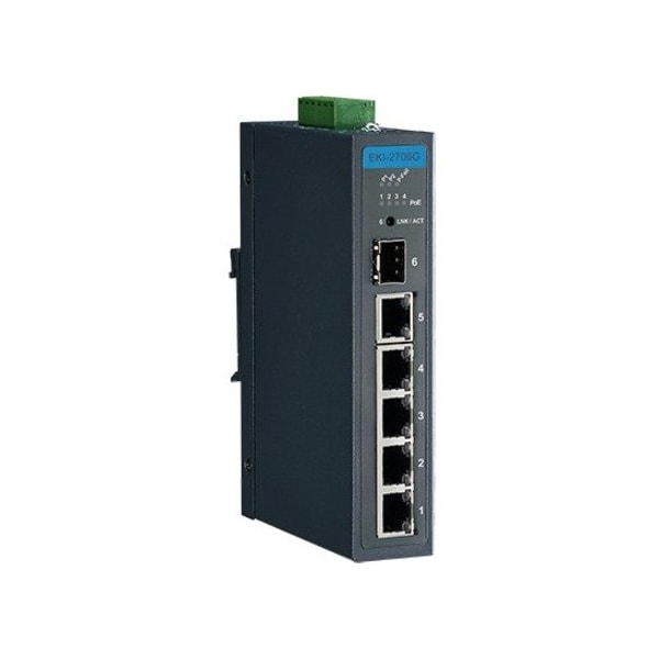 Advantech 5Ge+1G Sfp Unmanaged Ind. Poe Switch W/T, EKI-2706G-1GFPI-BU - EKI-2706G-1GFPI-BU