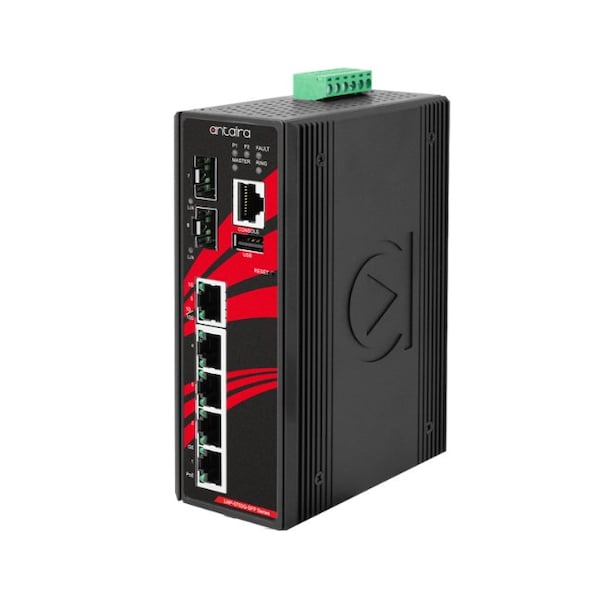 Antaira 7-Port Industrial Gigabit PoE+ Light Layer 3 Managed Ethernet Switch - LMP-0702G-SFP-V2
