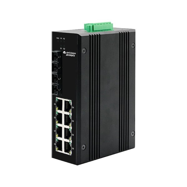 Avcomm 10-Port Industrial Unmanaged Ethernet Switch - 4010GX2-HV