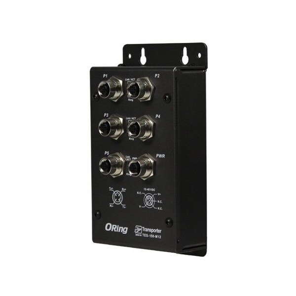 Oring Industrial Networking EN50155 IP40 5x 10/100TX with M12 connector unmanaged switch - TES-150-M12