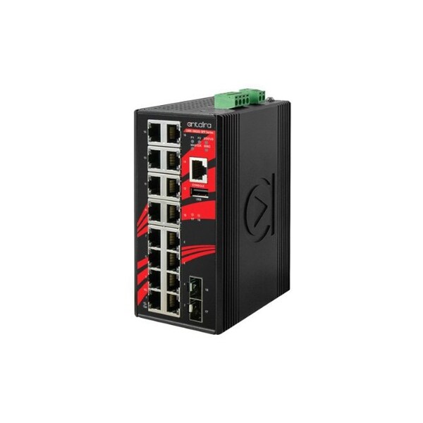 Antaira 18-Port Industrial Gigabit Light Layer 3 Managed Ethernet Switch - LMX-1802G-SFP