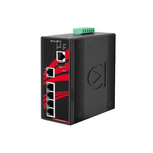 Antaira 5-Port Industrial Light Layer 3 Managed Ethernet Switches w/5-10/100Tx - Version 2 hardware - LMX-0500-V2