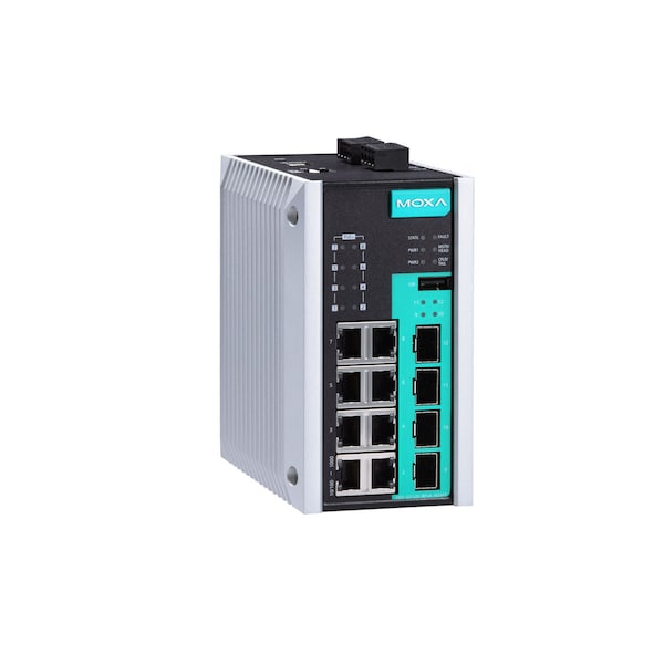 Moxa 12Prt FullGigabit MgdEthSwtch, 8 10/100/1000Baset, Eds-G512E-8Poe-4Gsfp - EDS-G512E-8POE-4GSFP