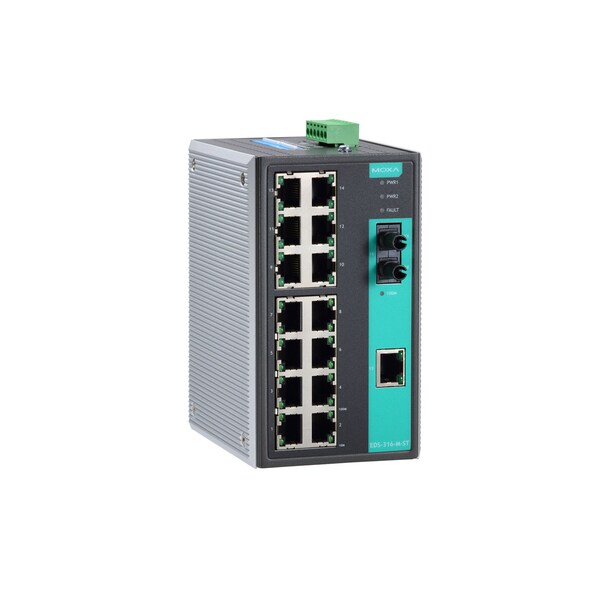 Moxa Indust. Unmgd Eth. Swtch W/ 15 10/100Baset(X)Ports, Eds-316-M-St - EDS-316-M-ST