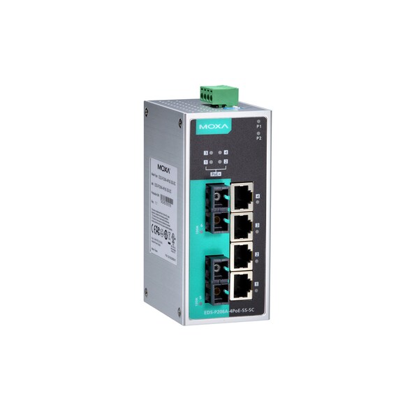 Moxa Unmgd Poe Eth. Swtch W/ 4 Poe 10/100Baset Ports, Eds-P206A-4Poe-Mm-Sc-T - EDS-P206A-4POE-MM-SC-T