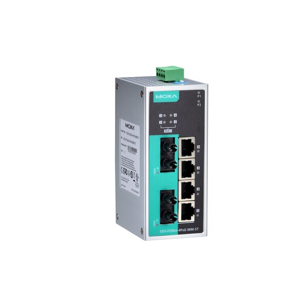 Moxa Unmgd Poe Eth. Swtch W/ 4 Poe 10/100Baset Ports, Eds-P206A-4Poe-Mm-St-T - EDS-P206A-4POE-MM-ST-T