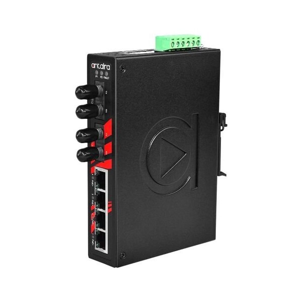 Antaira 6-Port Industrial PoE+ Unmanaged Ethernet Switch - LNP-0602-ST-M-T