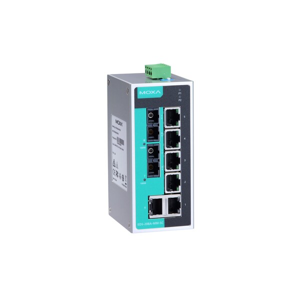 Moxa Unmgd Eth. Swtch W/ 6 10/100Baset(X)Ports, M1Eds208Ammsct - EDS-208A-MM-SC-T