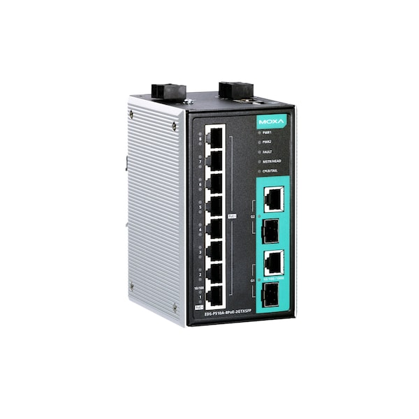 Moxa Mgd Eth Poe Swtch w/8 Poe+Prts, 2 Cmbo Gigabit, Eds-P510A-8Poe-2Gtxsfp-T - EDS-P510A-8POE-2GTXSFP-T