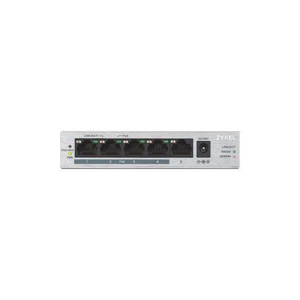 Zyxel Communications 5 Port Gig PoE Switch 60W, GS1005HP - GS1005HP