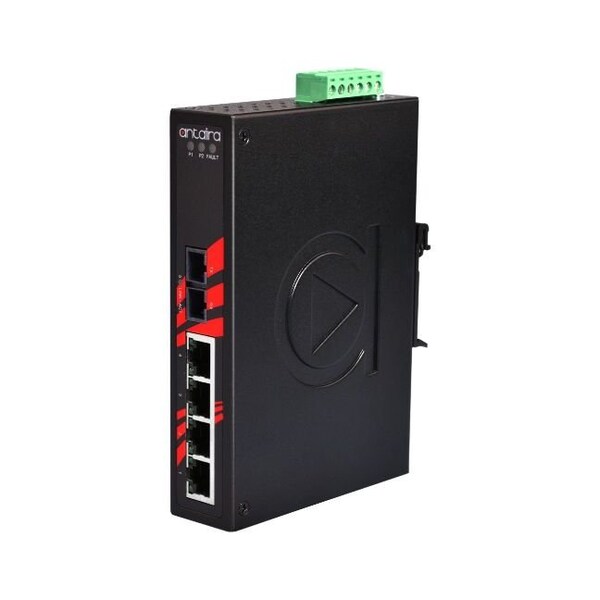 Antaira 5-Port Industrial Unmanaged Ethernet Switch w/4-10/100Tx + 1-100Fx *Multi-Mode 2Km; EOT - LNX-0501-M-T
