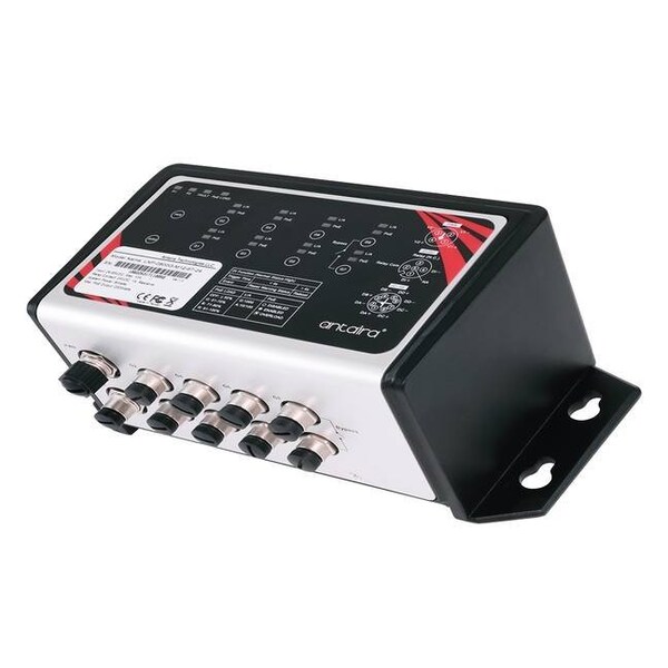 Antaira 8-Port Industrial M12 IP67 Waterproof Gigabit PoE+ Ethernet Switch - LNP-0800G-M12-67-24-T