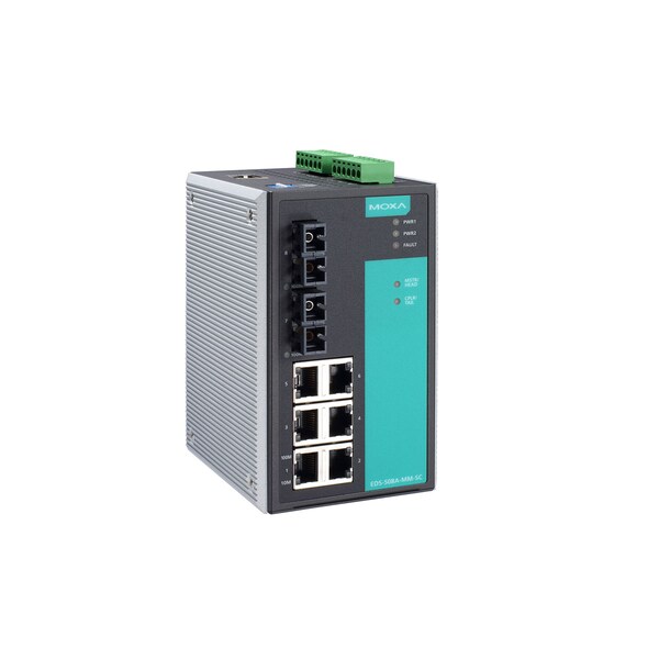 Moxa Managed Ethernet Switch W/ 6 10/100Baset(X)Ports, Eds-508A-Mm-Sc - EDS-508A-MM-SC