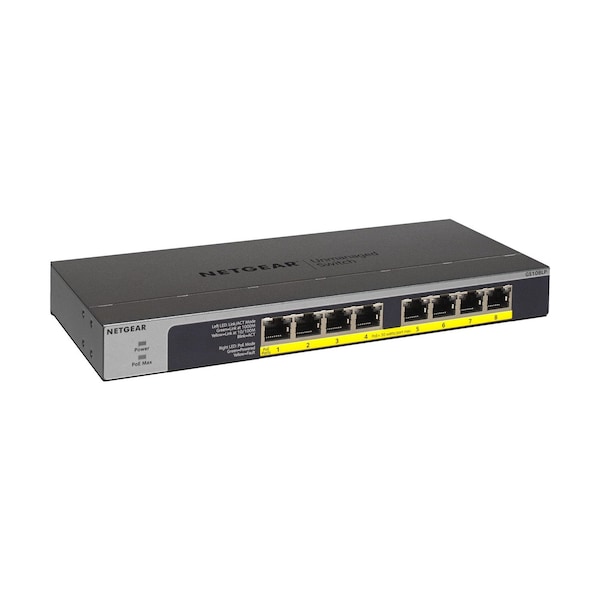 Bzbgear Netgear 8-Port PoE/PoE+ Gigabit Ethernet Unmanaged Switch 67.5W PoE Budget GS108LP-100NAS - NET-5DP433