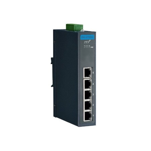 Advantech 4GE PoE+1GE, Unmanaged Ethernet Switch, IEEE802.3af/at, 24 to 48VDC, -40 to 75 - EKI-2705G-1GPI-AU