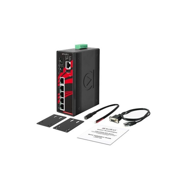 Antaira 7-Port Industrial Gigabit Light Layer 3 Managed Ethernet Switch - LMX-0702G-SFP-V2
