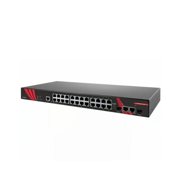 Antaira 26-Port Industrial PoE+ Gigabit Managed Ethernet Switch, w/24-10/100/1000Tx RJ45 (30W/Port) - LMP-2602G-SFP