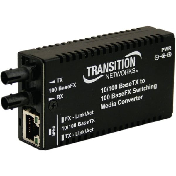 Transition Networks MINI 10/100BASETX TO 100BASEFX, SWITCH, ST MM, 2KM W/NA - MEPSWFX02NA