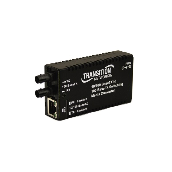 Transition Networks MINI 10/100BASETX TO 100BASEFX, SWITCH, ST MM, 2KM W/NA - MEPSWFX02NA