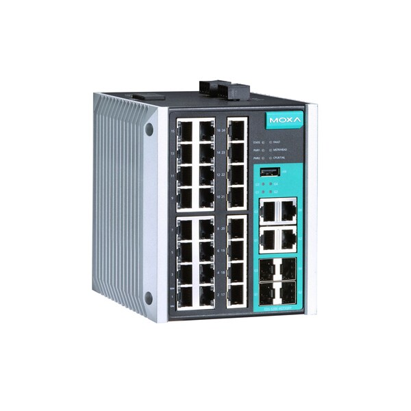 Moxa Mgd Gigabit Eth. Swtch W/ 24 10/100Baset(X)Ports, Eds-528E-4Gtxsfp-Lv-T - EDS-528E-4GTXSFP-LV-T