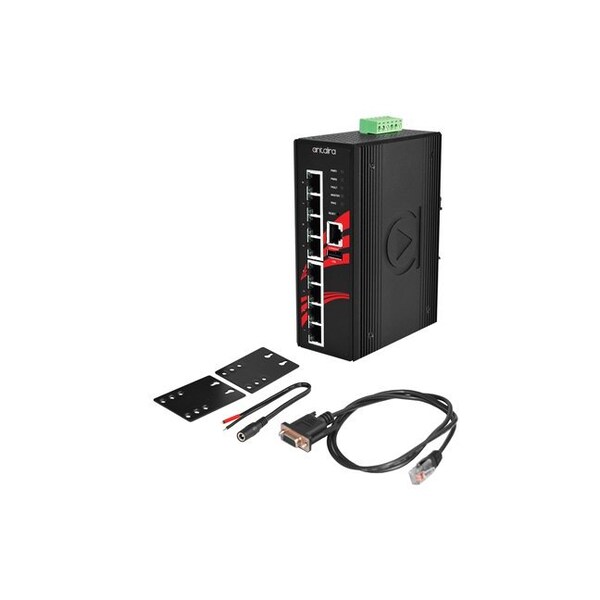 Antaira 8-Port Industrial Light Layer 3 Managed Ethernet Switch, w/8-10/100Tx Ports - LMX-0800