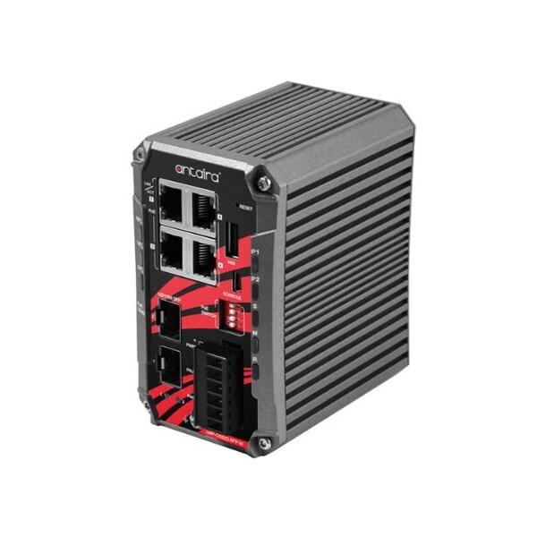 Antaira 6-Port Industrial Compact Gigabit IEEE 802.3bt PoE+ Light Layer 3 Managed Ethernet Switch - LMP-C602G-SFP-BT-V2