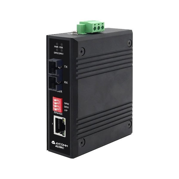 Avcomm 2-Port Industrial Media Converter - 402MC-ST-HV