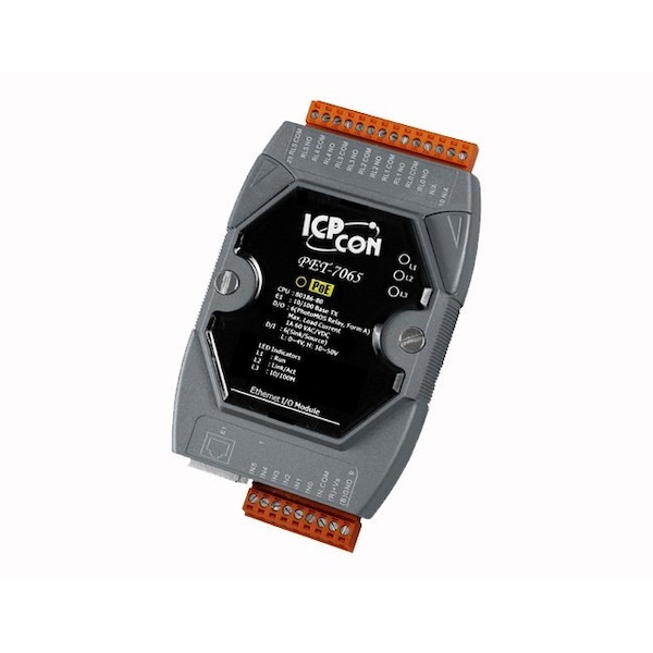 Icp Das 6-channel Power Relay Output and 6-channel Isolation Digital Input with PoE and M - PET-7065
