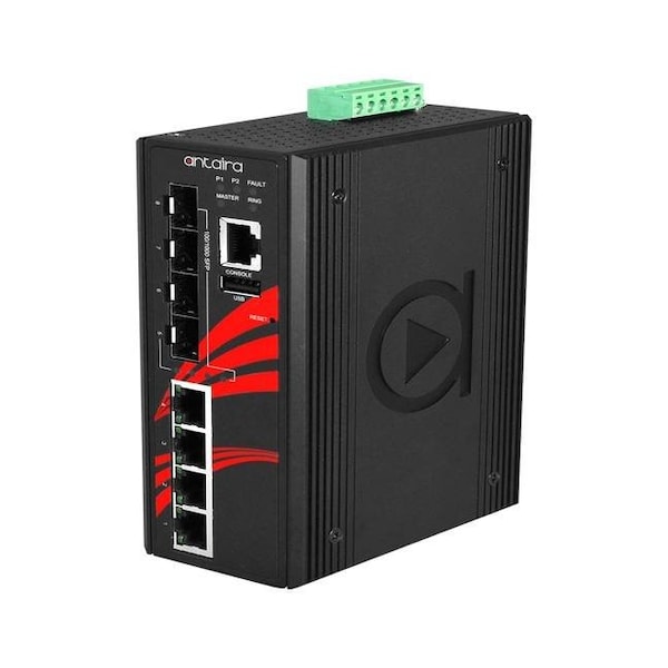 Antaira 8-Port Industrial PoE+ Gigabit Light Layer 3 Managed Ethernet Switch - LMP-0804G-SFP-T